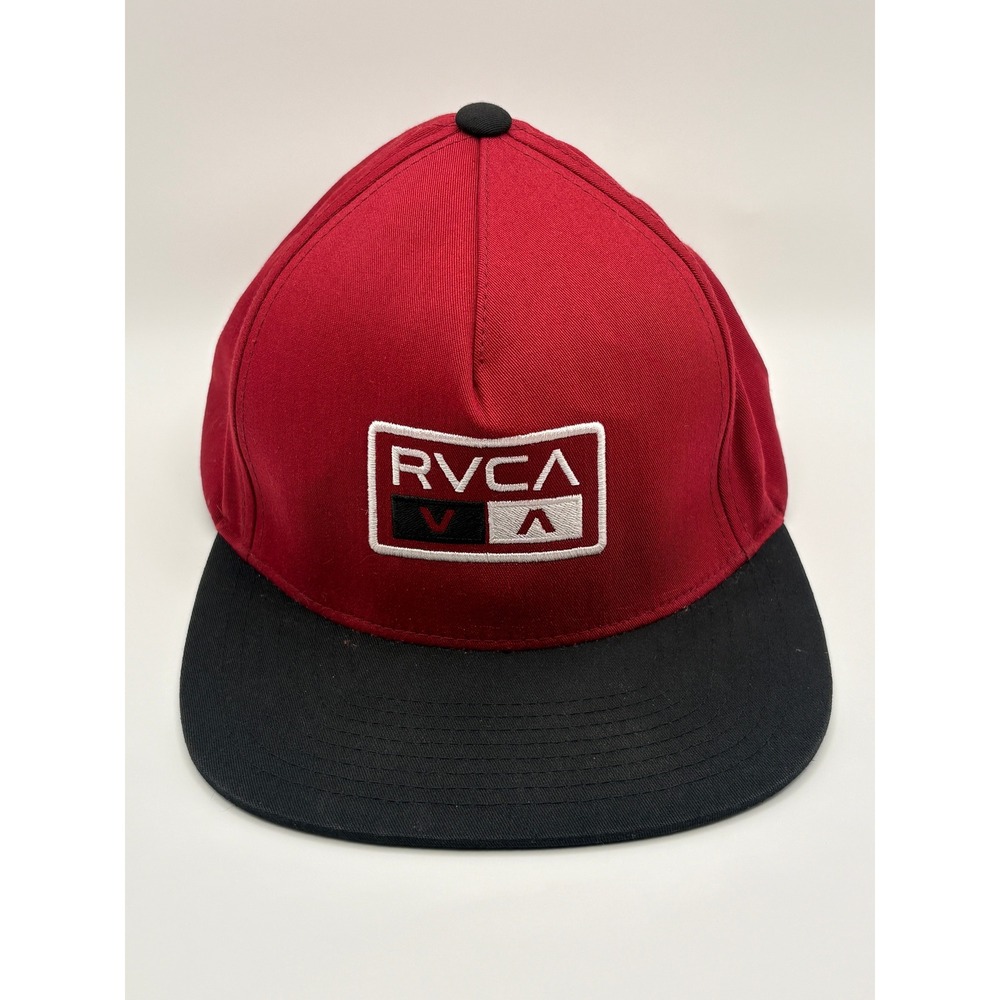 RVCA Snapback Hat One Size Red Black Mid-Fit